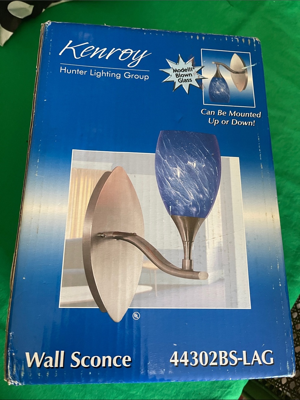 Blue Glass Wall Sconce - 44302BS-LAG